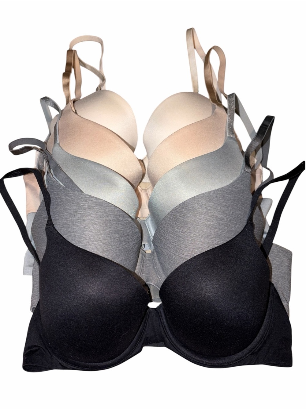 Aerie 5 Piece Sunnie Push-up Bras 34C Essential Neutral Everyday Nude Gray Black